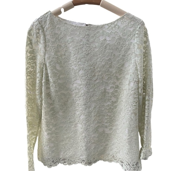 Tory Burch | Green Lace Long Sleeve Blouse Formal Elegant Designer Cottagecore - Picture 2 of 5